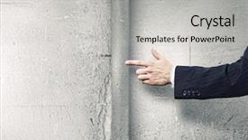  Presentation with stone afe - Amazing presentation having uphill struggle - businessman in suit huge holding backdrop and a  colored foreground