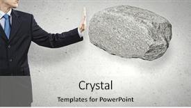  Presentation with palm - Audience pleasing presentation theme consisting of uphill struggle - businessman in suit huge holding backdrop and a  colored foreground