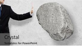  Presentation with palm - PPT theme having uphill struggle - businessman in suit huge holding background and a  colored foreground