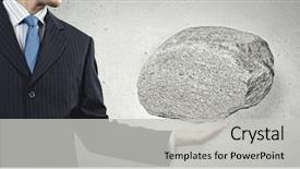  Presentation with palm - Beautiful slide set featuring uphill struggle - businessman in suit huge holding backdrop and a  colored foreground
