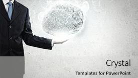  Presentation with stone cross all things work together - Slide set featuring uphill struggle - businessman in suit huge holding background and a  colored foreground