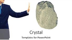  Presentation with palm - Audience pleasing PPT theme consisting of uphill struggle - businessman in suit huge holding backdrop and a  colored foreground