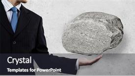  Presentation with palm - Presentation design consisting of uphill struggle - businessman in suit huge holding background and a  colored foreground