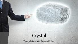  Presentation with palm - PPT theme with uphill struggle - businessman in suit huge holding background and a  colored foreground