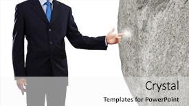  Presentation with stone - Slide set featuring uphill struggle - businessman in suit pointing background and a  colored foreground