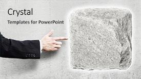  Presentation with throw stone ripple effect - Slide deck enhanced with uphill struggle - businessman in suit pointing background and a  colored foreground