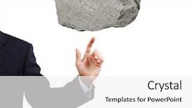  Presentation with stone - Amazing slide set having uphill struggle - businessman in suit pointing backdrop and a  colored foreground