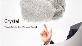  Presentation with struggle - Cool new PPT layouts with uphill struggle - businessman in suit pointing backdrop and a  colored foreground