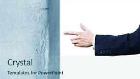  Presentation with struggle - Cool new PPT theme with uphill struggle - businessman in suit pointing backdrop and a light blue colored foreground