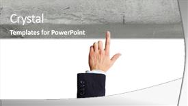  Presentation with stone - Colorful presentation enhanced with uphill struggle - businessman in suit pointing backdrop and a  colored foreground