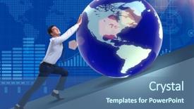  Presentation with earth - Audience pleasing presentation consisting of uphill struggle - businessman pushing earth in business backdrop and a ocean colored foreground