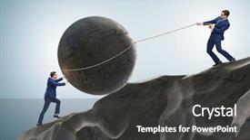  Presentation with struggle - Slide set enhanced with uphill struggle - concept of businessman with high background and a dark gray colored foreground