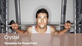  Presentation with lift - PPT theme having uphill struggle - man struggling to lift weights background and a coral colored foreground