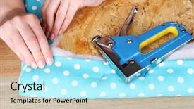  Presentation with fabric - Colorful PPT theme enhanced with upholster - fastening fabric and board using backdrop and a  colored foreground