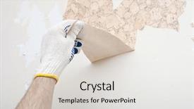  Presentation with wall - Amazing presentation theme having upholster - hand removing wallpaper from wall backdrop and a  colored foreground