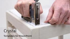  Presentation with creation of man - Cool new slide set with upholster - man upholstering a chair seat backdrop and a light gray colored foreground