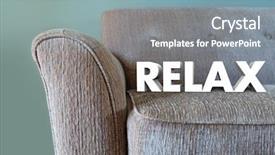  Presentation with white letters - Beautiful presentation theme featuring upholster - relax word in white 3d backdrop and a light blue colored foreground