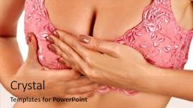  Presentation with self breast exam - Presentation consisting of uplifting - girl with pink underwear background and a coral colored foreground
