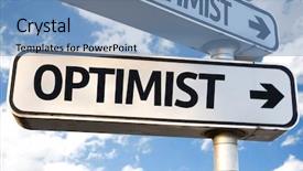  Presentation with direction - Slide deck with uplifting - optimist direction sign on sky background and a teal colored foreground