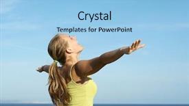  Presentation with airplane the sky travel - Amazing PPT layouts having uplifting - young girl arms out stretched backdrop and a light blue colored foreground