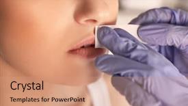  Presentation with indian woman face beauty - Cool new PPT layouts with upper - young woman undergoing epilation procedure backdrop and a coral colored foreground