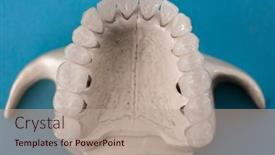  Presentation with medical concept - Presentation theme enhanced with upper-human-jaw-with-teeth background and a coral colored foreground