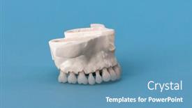  Presentation with human anatomy - Presentation theme featuring upper-human-jaw-with-teeth background and a teal colored foreground