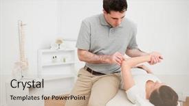  Presentation with patient - Slides consisting of upper limb - serious doctor looking background and a soft green colored foreground