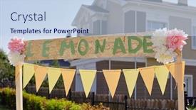  Presentation with color pink - Presentation theme with upper-part-of-stall-made background and a sky blue colored foreground