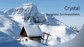  Presentation with hill station - PPT theme enhanced with upper station of the skiing background and a light blue colored foreground