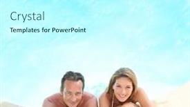  Presentation with resort - Colorful slides enhanced with upper view of couple relaxing backdrop and a white colored foreground