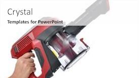  Presentation with vacuum cleaner robot - Slides having upright-vacuum-cleaner-to-reach background and a white colored foreground