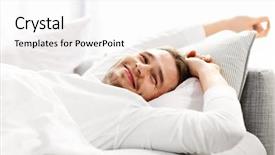  Presentation with stretching - Amazing PPT theme having ups - picture showing young man stretching backdrop and a white colored foreground