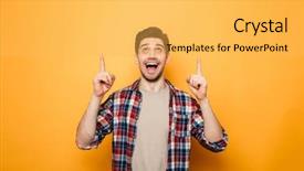  Presentation with copy space - PPT theme featuring ups - portrait of an excited young background and a yellow colored foreground