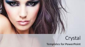  Presentation with long hair - Slides with true colors - colorful abstract bokeh background brown background and a coral colored foreground