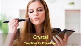 Presentation with party - PPT theme having ups - young woman applying make-up preparing background and a tawny brown colored foreground