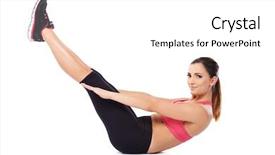  Presentation with health woman running female runner - Audience pleasing presentation consisting of ups with her legs raise backdrop and a white colored foreground