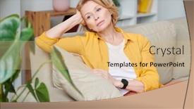  Presentation with lonely - PPT theme featuring upset-and-lonely-mature-blond background and a coral colored foreground