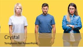  Presentation with employment law men women - Audience pleasing theme consisting of upset because of problem negative backdrop and a yellow colored foreground