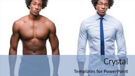  Presentation with african american in computer lab business - Presentation theme with upset because of problem negative background and a light blue colored foreground