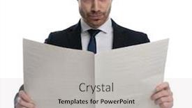 Presentation with upset - Amazing presentation theme having upset-businessman-reading-newspaper backdrop and a light gray colored foreground