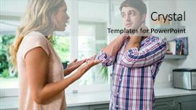  Presentation with broken home upset couple - Presentation theme consisting of upset couple having an argument background and a light gray colored foreground