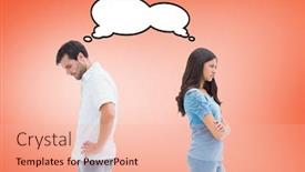  Presentation with fight - Cool new presentation with upset couple not talking to each other after fight against orange backdrop and a lemonade colored foreground