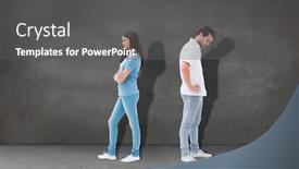  Presentation with fight - Amazing theme having upset couple not talking to each other after fight against grey room backdrop and a dark gray colored foreground