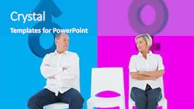  Presentation with blue pink - PPT layouts enhanced with upset couple not talking to each other after fight against pink and blue background and a teal colored foreground