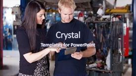  Presentation with mechanic repair - PPT theme with upset customer disputing a repair background and a wine colored foreground