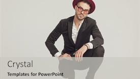 Presentation with forward - PPT theme enhanced with upset-fashion-model-looking-forward background and a light gray colored foreground