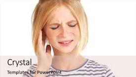  Presentation with ear pain - Cool new PPT layouts with upset girl with ear pain backdrop and a  colored foreground
