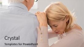  Presentation with grief - PPT layouts having upset mature woman in grief background and a light gray colored foreground