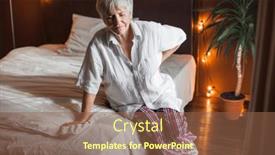  Presentation with uncomfortable - PPT theme enhanced with upset-mature-woman-suffering background and a tawny brown colored foreground